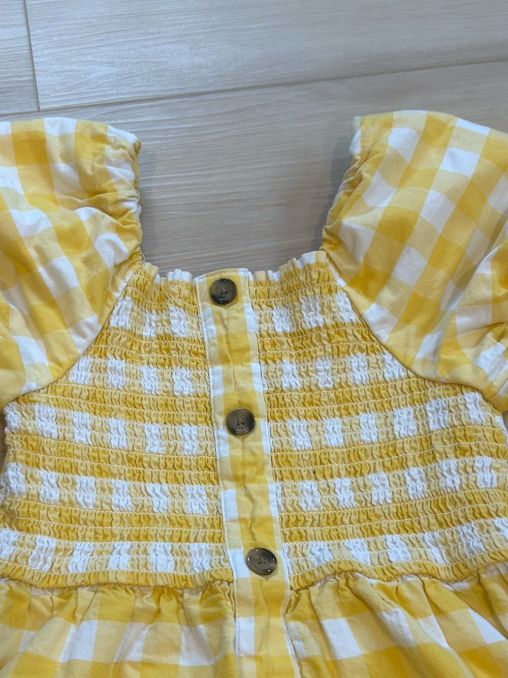 Girls yellow and white gingham dress - Picture 3 of 3